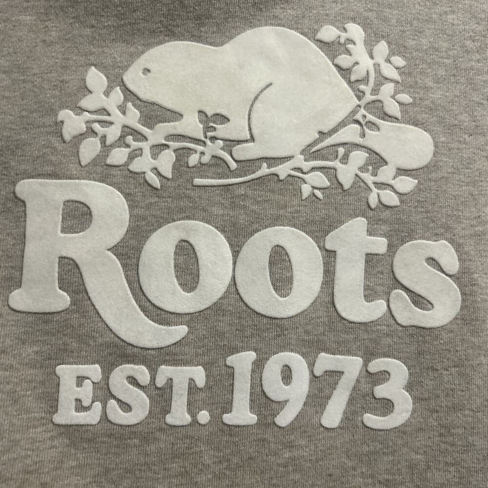 Roots Cabin EST 1973 Hoodie S Beige Hand Through Pocket Unisex Cozy Canada